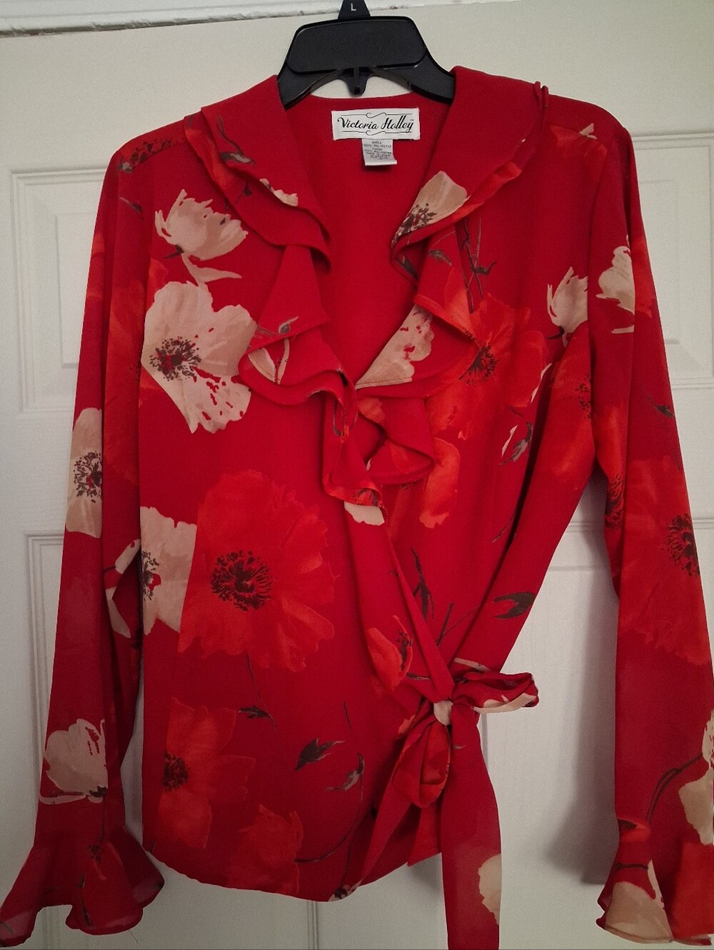 Beautiful Red And Gold Floral Blouse